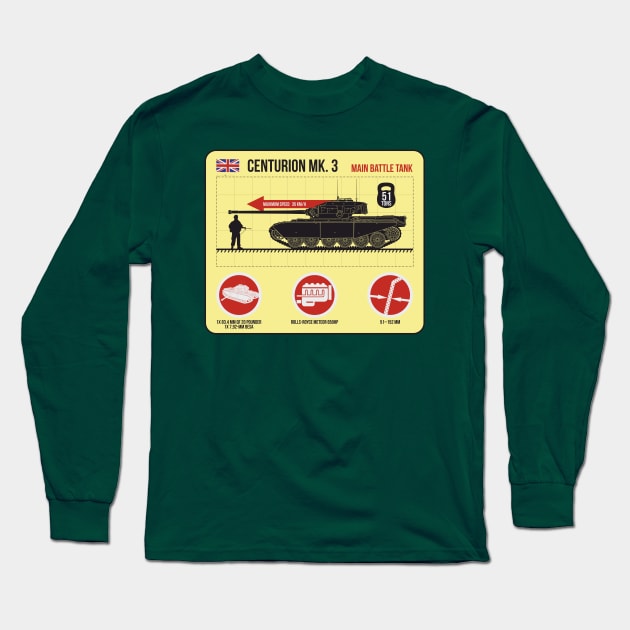 Infographic of Centurion MK.3 british tank Long Sleeve T-Shirt by FAawRay